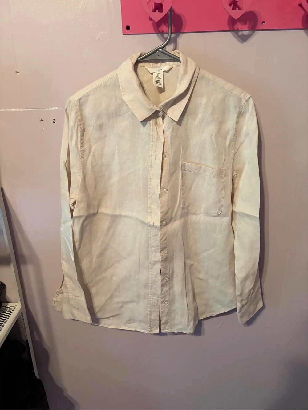 H&M 100% LINEN beige button up - Picture 1 of 3